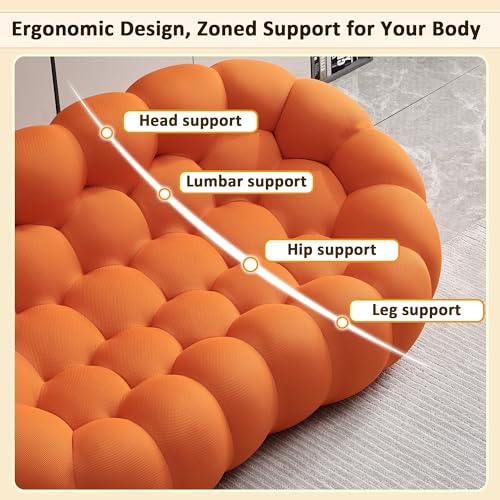 74.8'' Modern Loveseat Sofa, 2 Seater Mesh Fabric Love Seat Floor Sofa, 3D Honeycomb Shape Bubble Sofa Curved Couch for Living Room, Office, Apartment