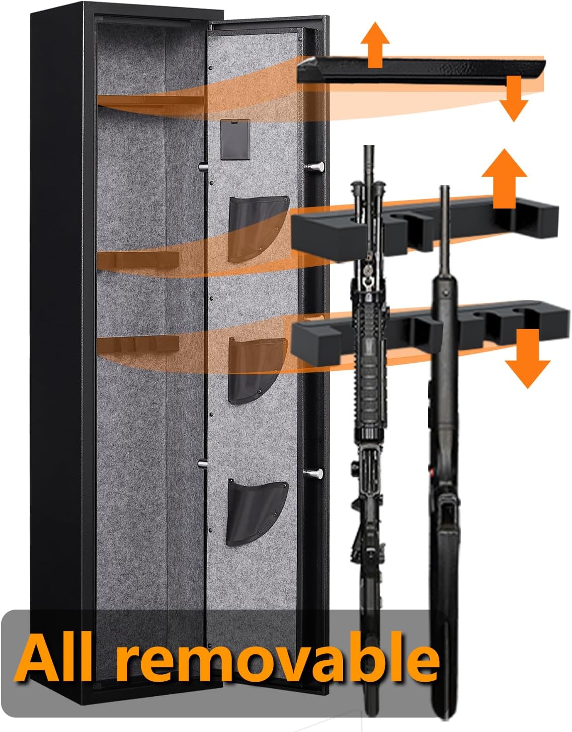 6-5 Gun Safe,Gun Safes for Home Rifle and Pistols, Quick Access Rifle Safe,Gun Safes for Home Rifle and Shotguns with Adjustable Dividers & Racks, Dual Alarms & Silent Mode