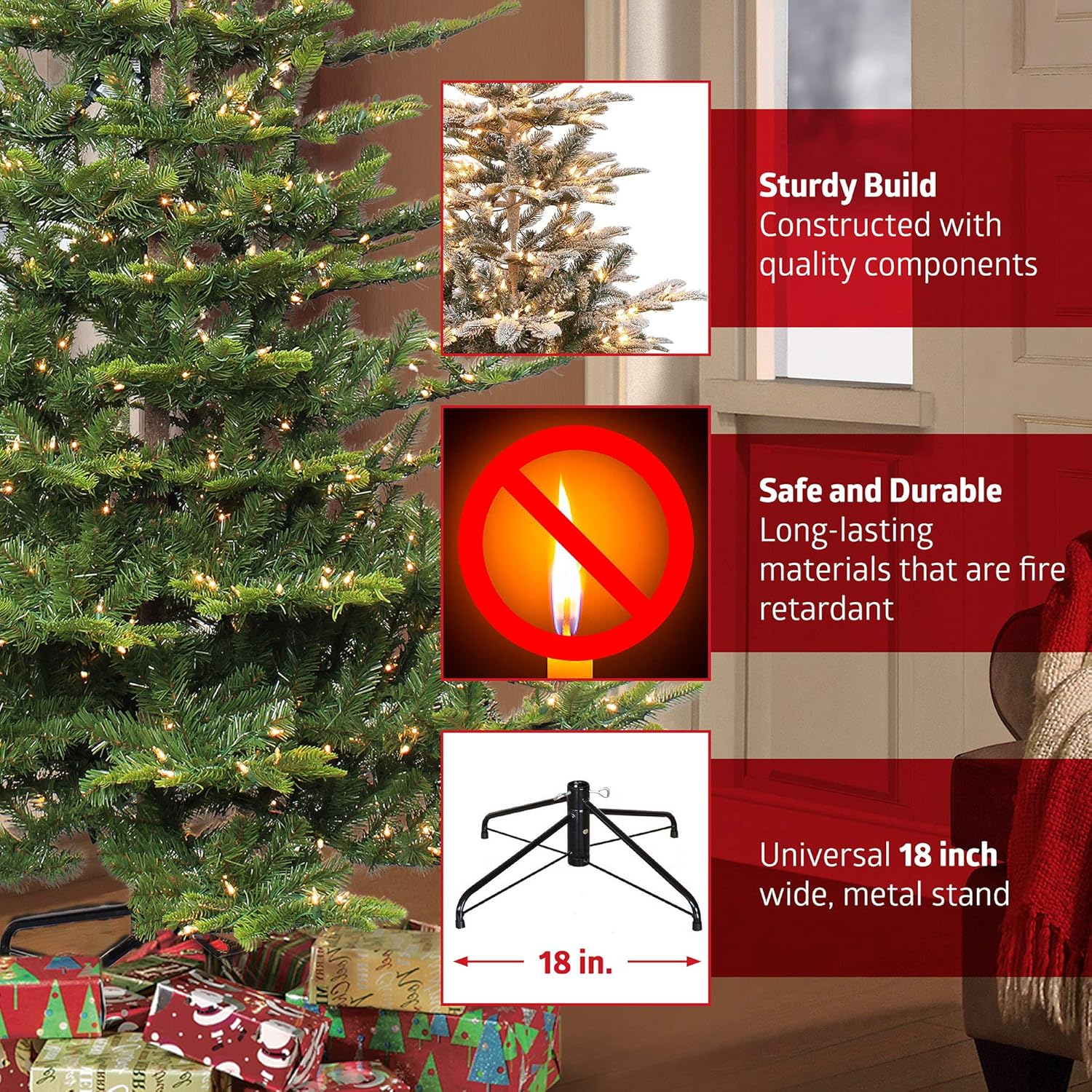 Puleo International 7.5 Foot Pre-Lit Aspen Fir Artificial Christmas Tree with 700 UL Listed Clear Lights Green