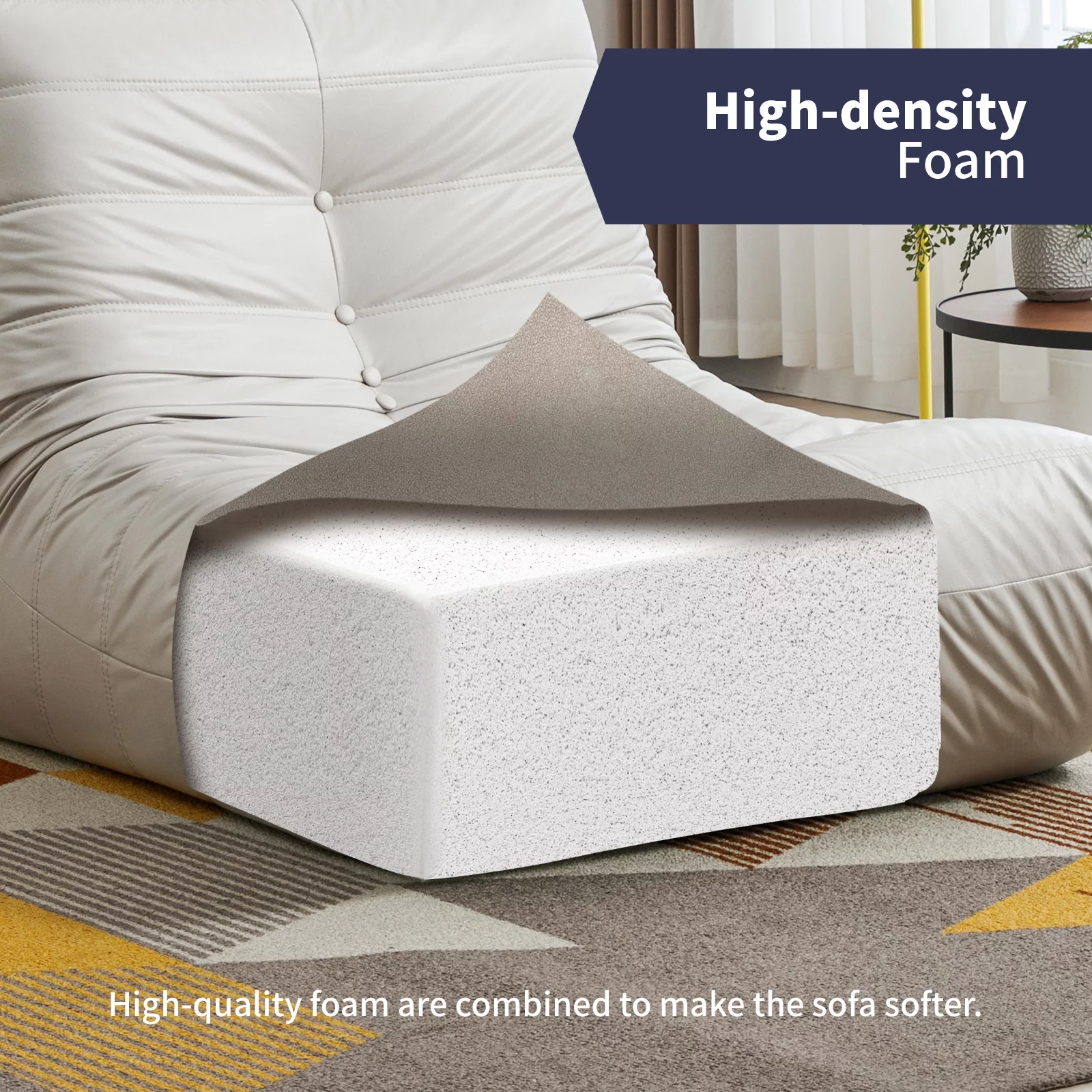 BALUS Lazy Floor Sofa, Memory Foam Lazy Sofa, Casual Armless sofa,Microfiber Leather Floor Sofa for Bedroom/Office/Living Room, Beige