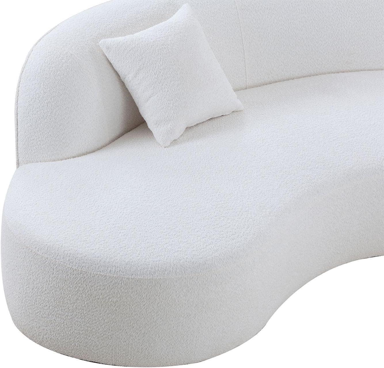 Luxury Modern Style Living Room Upholstery Curved Sofa with Chaise 2 Set, Left Hand Facing Sectional, Boucle Couch, White