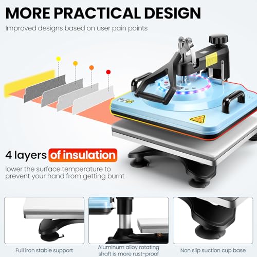 AKEYDIY Heat Press,15"x12" 8 in 1 Industrial Tshirt Press Machine,Swing Away Heat Press Machine for T Shirts Digital Precise LCD Control Heat Transfer Sublimation Machine for Shirts/Mug/Cap/Plate/DIY