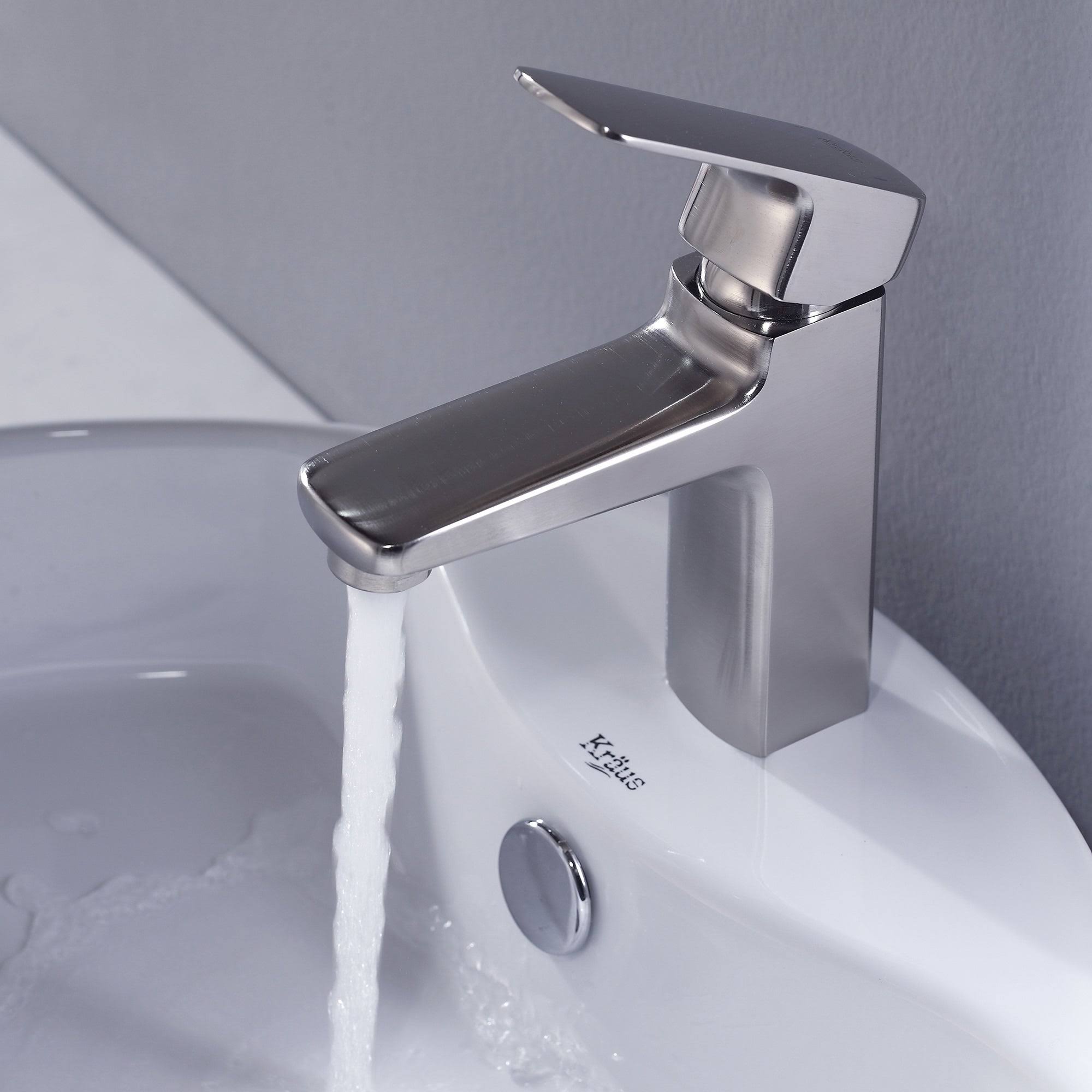 Kraus Virtus Single Hole Bathroom Faucet - Brushed Nickel KEF-15501BN