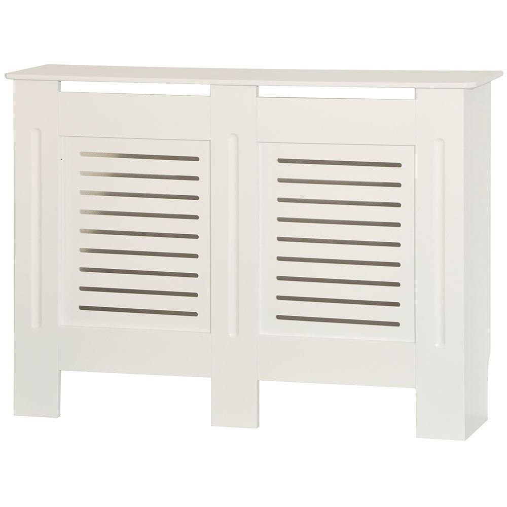 Home Discount Milton Radiator Cover White Modern Painted MDF Cabinet, Medium