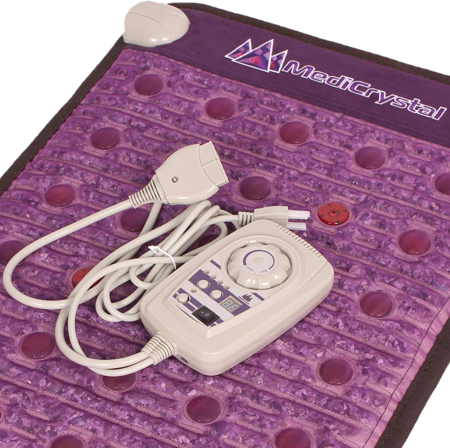MediCrystal Far Infrared Amethyst Mat 72"L x 32&rdquo;W + 81 Natural Agates + 24 Photon&nbsp;Red Lights - Bio Stimulation Therapy for Back Pain - FDA Registered Manufacturer - Professional FIR Heating Pad