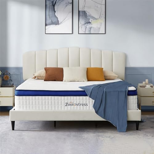 14 Inch Hybrid Queen Mattress, Gel Memory Foam, Lyocell Fabric Cover, Individual Pocket Springs, Medium Firm, Back Pain Relief, CertiPUR-US, 120 Nights Trial