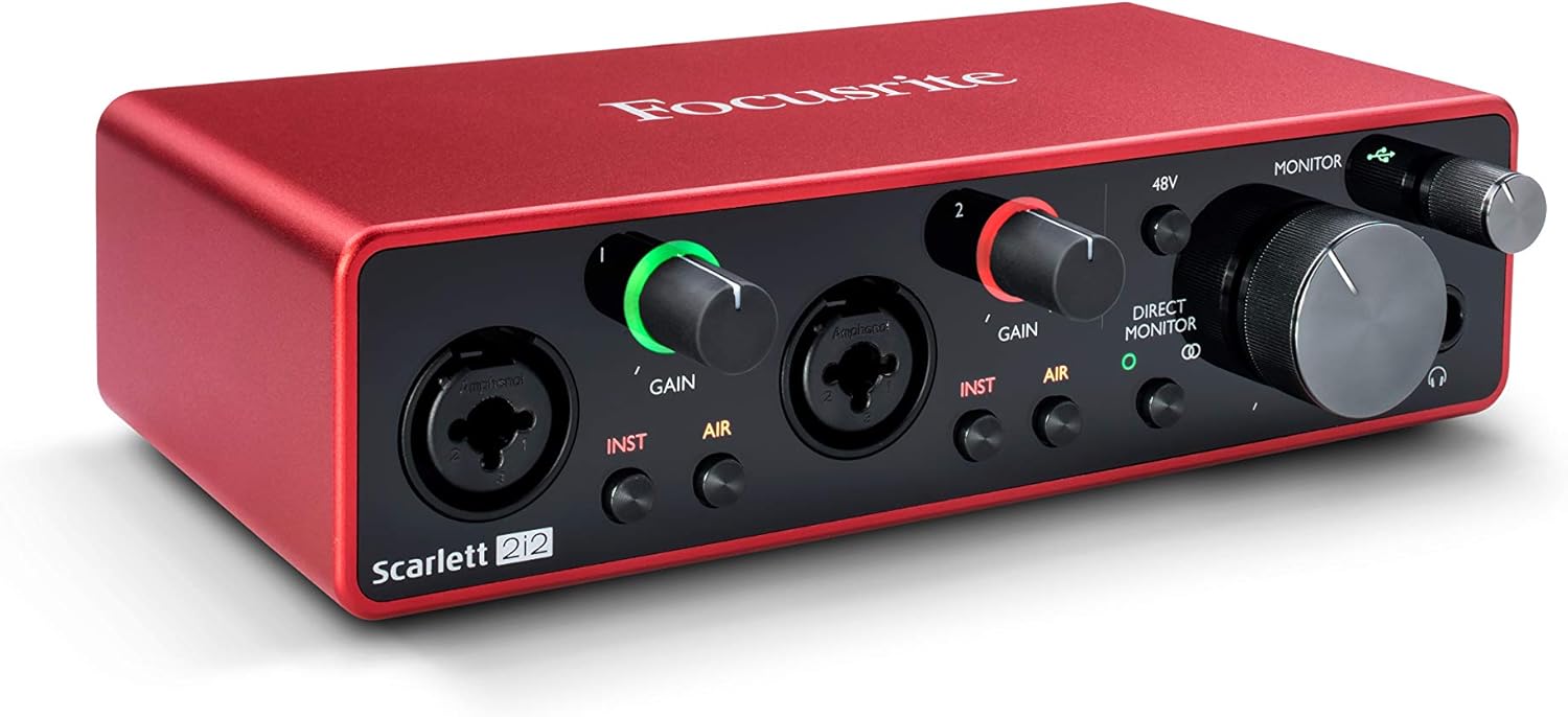 Focusrite Scarlett 2i2 Studio USB Audio Interface (3rd Gen) w/Deco Gear Recording Bundle