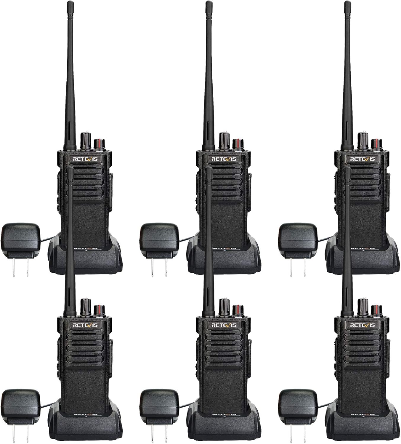 Retevis RT29 Walkie Talkies for Adults Long Range, Heavy Duty Two Way Radios with 3200mAh Rechargeable,Emergency Alarm 2 Way Radios with Charging Station(6 Pack)