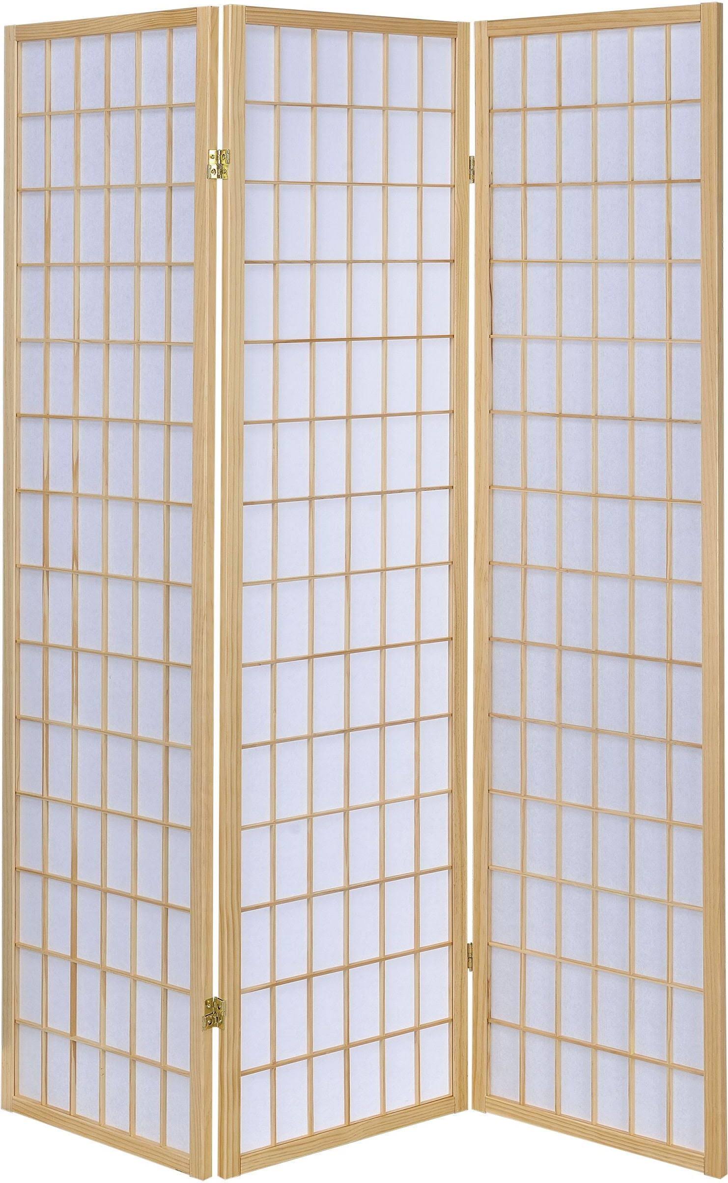 Shoji 3 Panel Room Divider Folding Screen, Natural