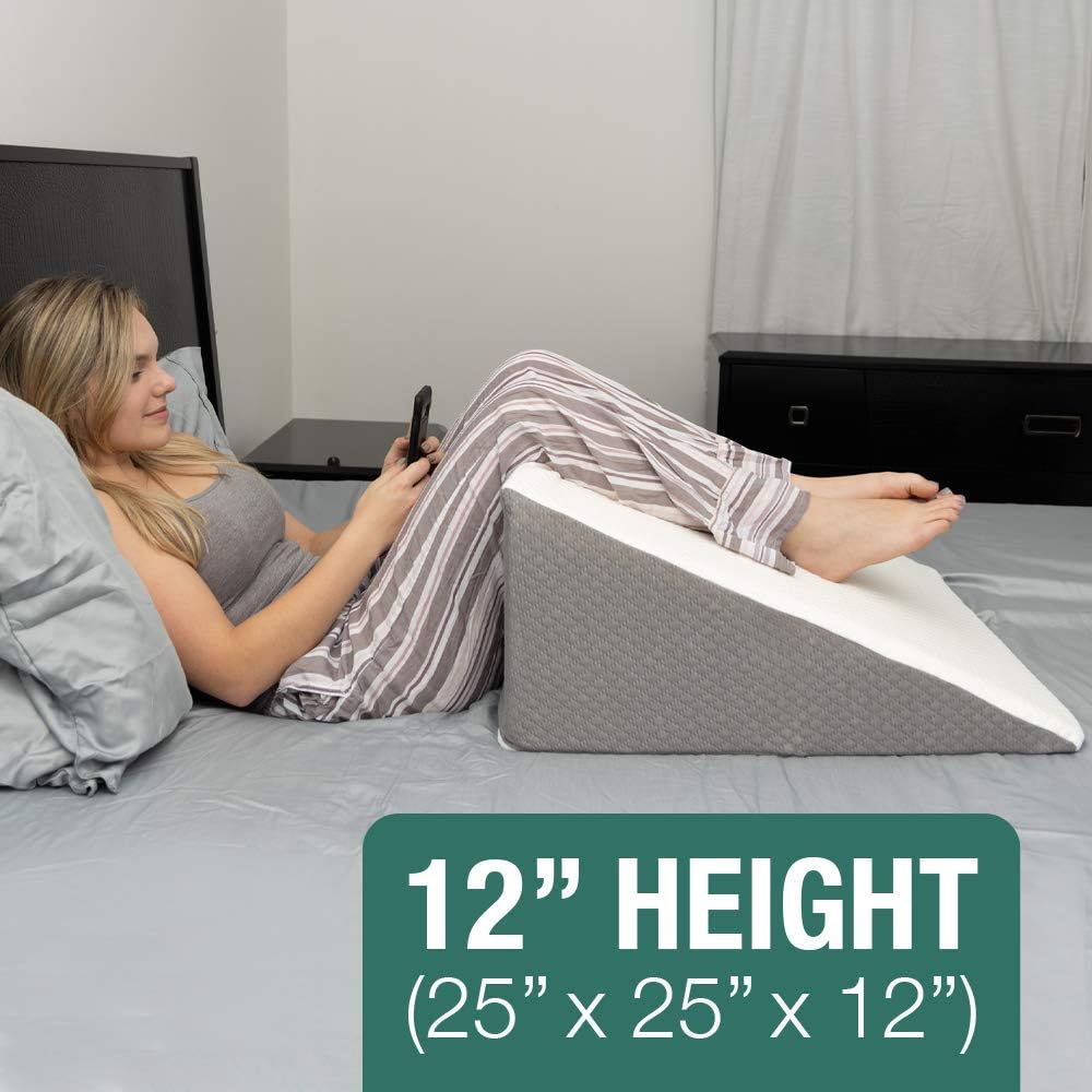 Kӧlbs Bed Wedge Pillow with Memory Foam Top | Stylish Chic Jacquard Cover | Wedge Pillow for Sleeping and Acid Reflux, Heartburn, and GERD Pillow &ndash; Snoring Pillow