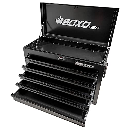 Boxo USA Hand Carry Tool Box 5-Drawer 26" Heavy Duty Steel Toolbox with Lock System (White)