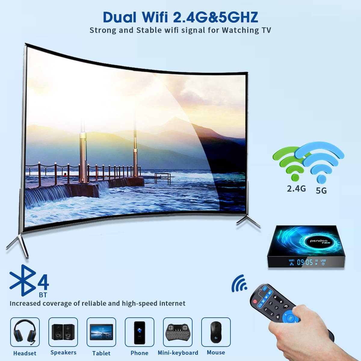 Android TV Box 10.0, 2021 Newest Android TV Box 4GB 32GB with Mini Wireless Keyboard, Allwinner H616 Quad-Core 64bit 2.4G/5.8GHz WiFi BT 4.2 3D/4K Utral HD/H.265 Android Box Pack of 2
