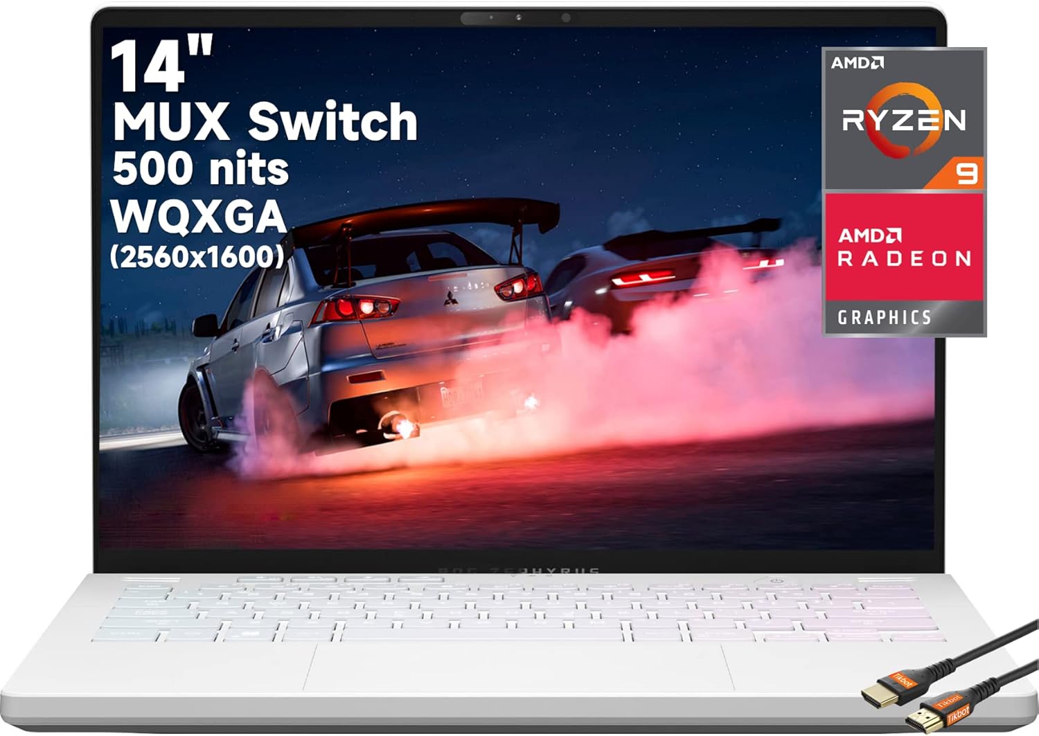 ASUS ROG Zephyrus 14'' WQXGA Gaming Laptop, 14"" QHD(2560x1600) Display, AMD Ryzen 9 6900HS, AMD Radeon RX 6700S, 32GB DDR4, 2TB SSD, Single-Zone RGB Backlit Keyboard, Window 11 Home, White