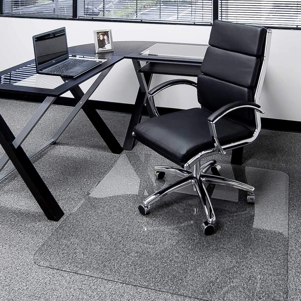 36�?x 46�?Glass Chair Mat with Exclusive Beveled Edge by Clearly Innovative, 1/4�?Thick Clear Tempered Glass with Easy Roll Edges | Protect Your Home or Office Floor | Perfect for Hardwood or Carpet