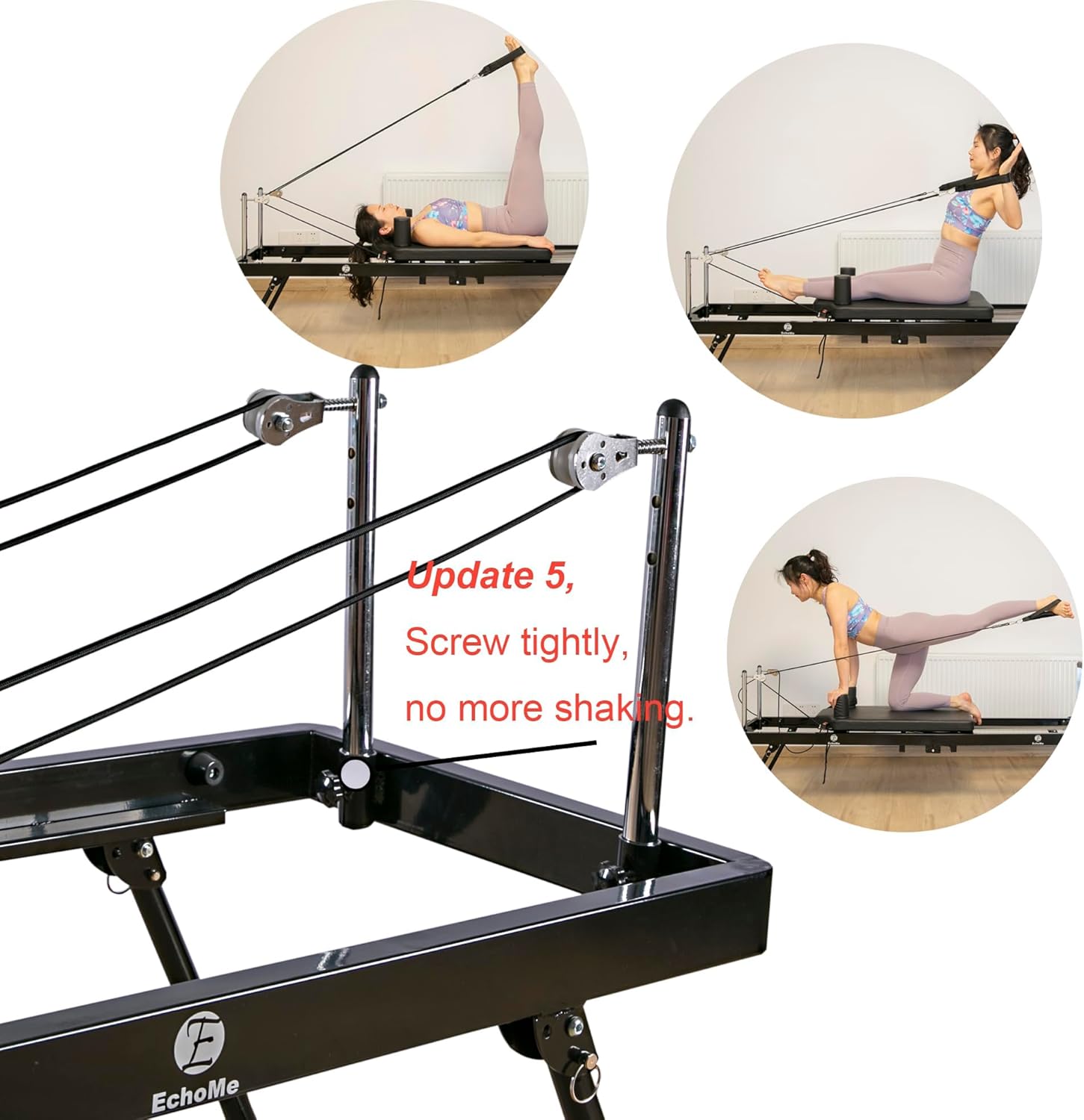 Foldable Pilates Machine Equipent for Home, Pilates Reformer with Alloy Springs Resistances, Updated Longer Size(Darker)