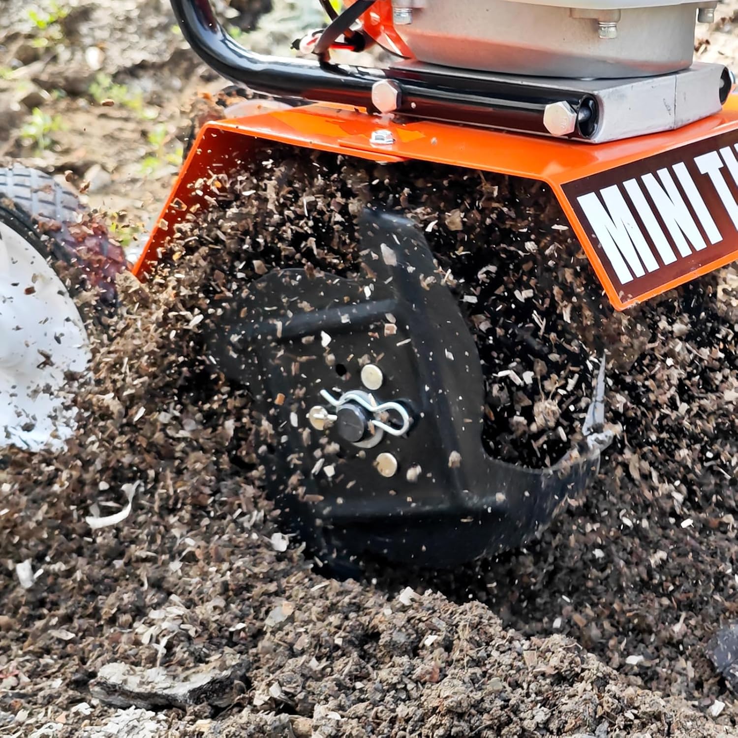 NEOTEC Mini Tiller Cultivator, 52cc 2 Stroke Gas Powered 4 Premium Steel Adjustable Forward Rotating Tines, Height Adjustable Wheels for Garden & Lawn, Digging, Weed Removal