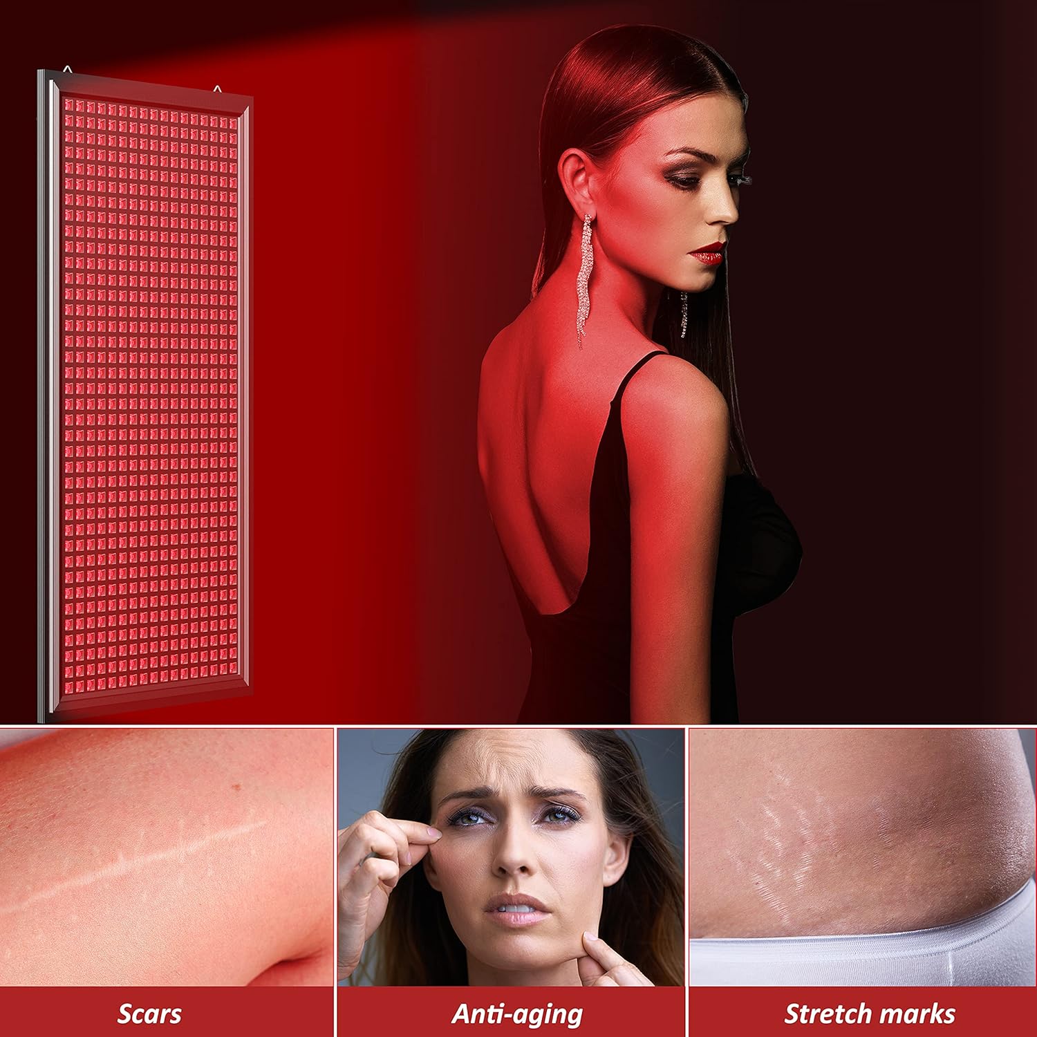 Allisable Red Light Therapy Panel, Deep Red Light 660nm for Face and Skin(646 LEDs)