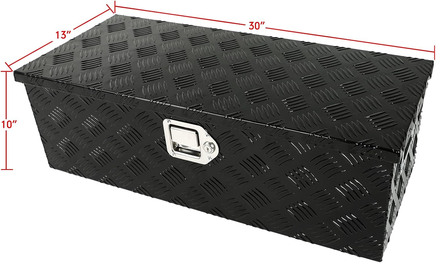 18X17X17.75 Black Aluminum 5 Bar Tread Tool Box Truck Car Outdoor Trailer Pickup Underbody Toolbox,RV Storage Organizer，Underbed Tools Organizer W/Lock Latch w/Keys