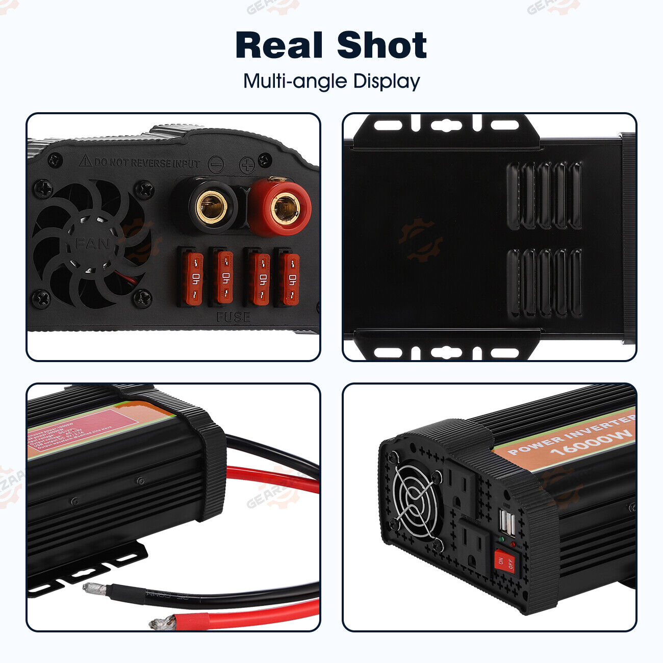 16000W(Peak) Car Power Inverter DC 12V to AC 110/120V Pure Sine Wave Converter