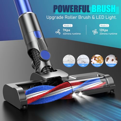 Cordless Vacuum Cleaner,Vacuum Cleaners for Home with Super Suction,Stick Vacuum Cleaner Rechargeable Up to 35 Mins Runtime,Lightweight Hardwood Floor Vacuum for Pet Hair,Carpet(Blue)
