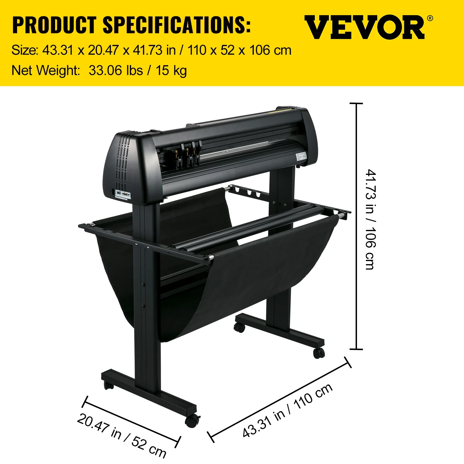 VEVOR Vinyl Cutter, 34 in / 870 mm Vinyl Plotter, Off-line LCD Cutting Machine, Adjustable Force and Speed for Sign Making Plotter, Available with COM USB and U-Disk, Windows System