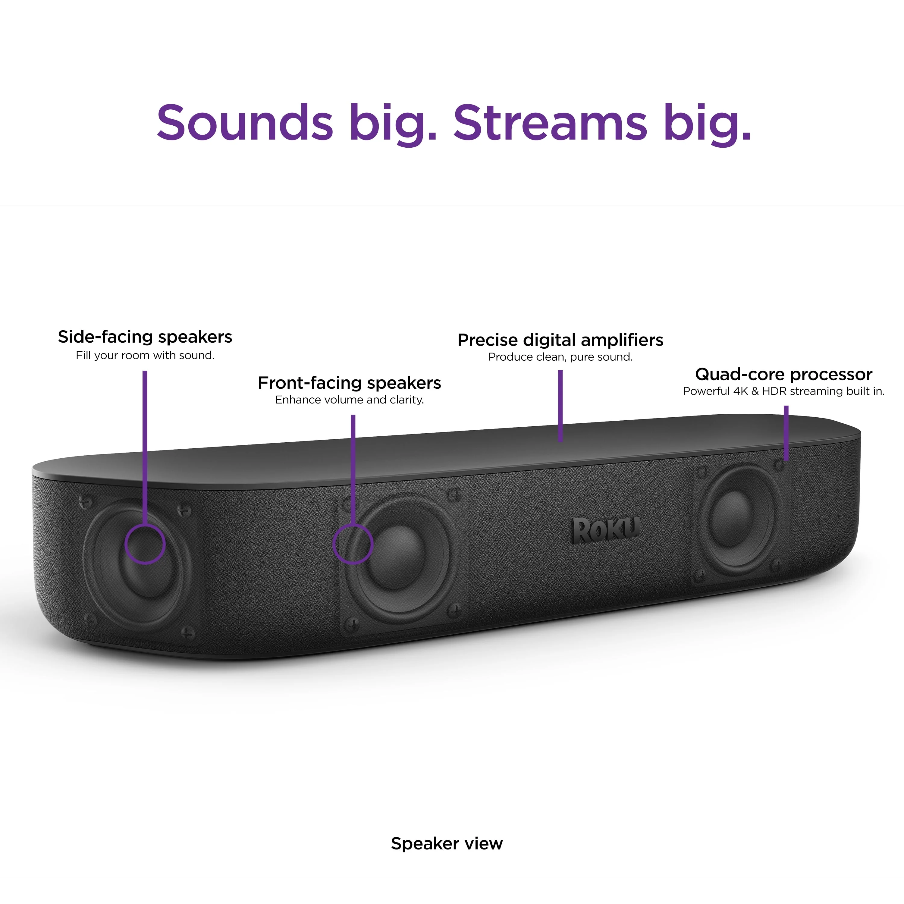 Roku Streambar | 4K/HD/HDR Streaming Media Player & Premium Audio, All In One, Includes Roku Voice Remote