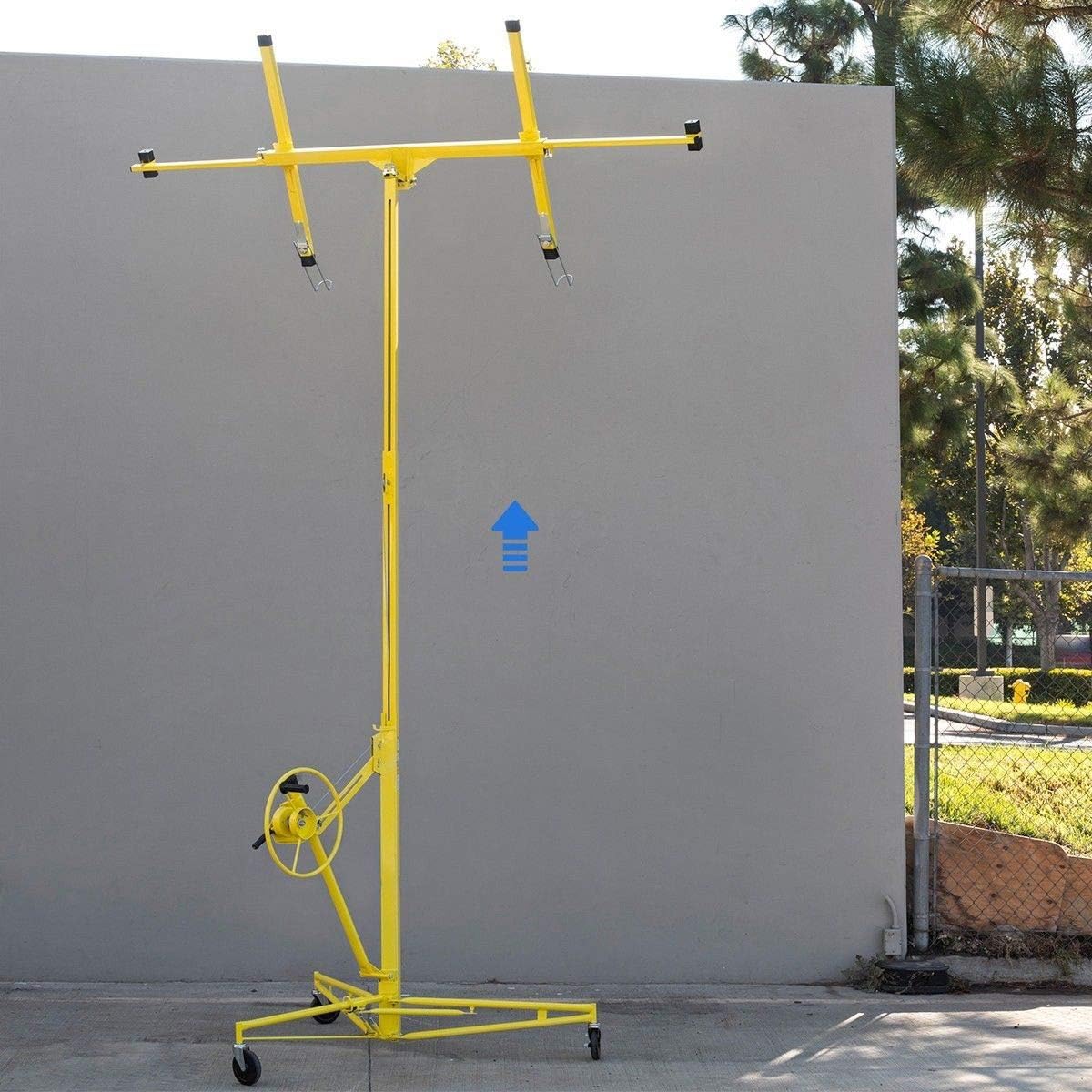 Stark USA Professional Series 16' ft Drywall Rolling Lift Panel Hoist Jack Caster Construction Dry Wall Lifting w/Caster Wheel, Yellow