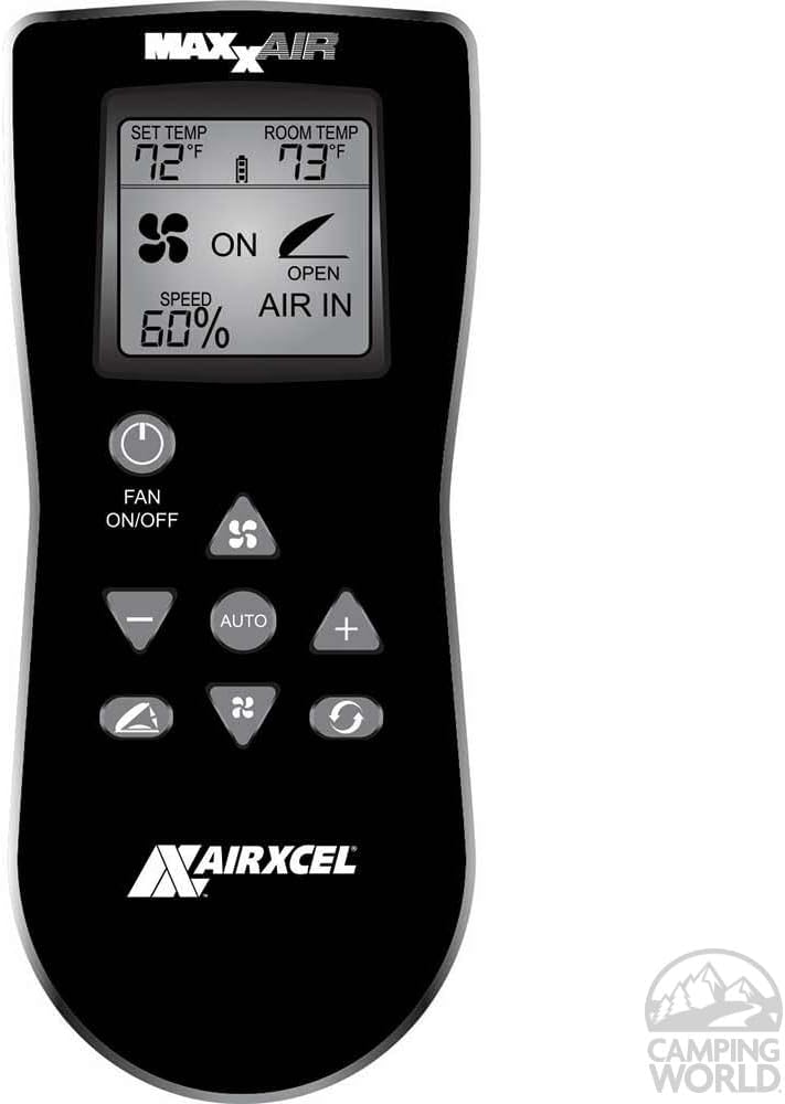 MAXXAIR 0007000K MaxxFan Deluxe Fan with Remote and White Lid, Smoke