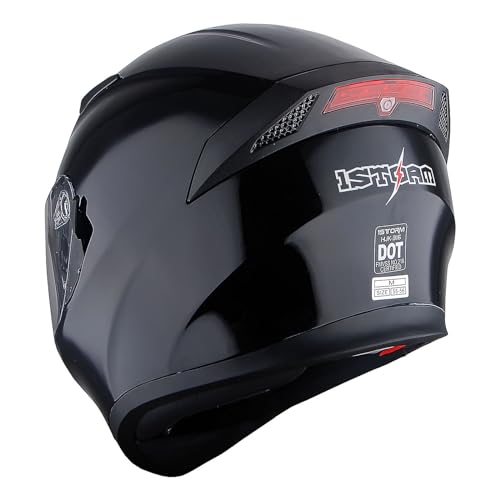 1Storm Motorcycle Full Face Dual Visor Helmet Bundle with Spoiler and Motorcycle Bluetooth Headset: HJK316 Matt Black