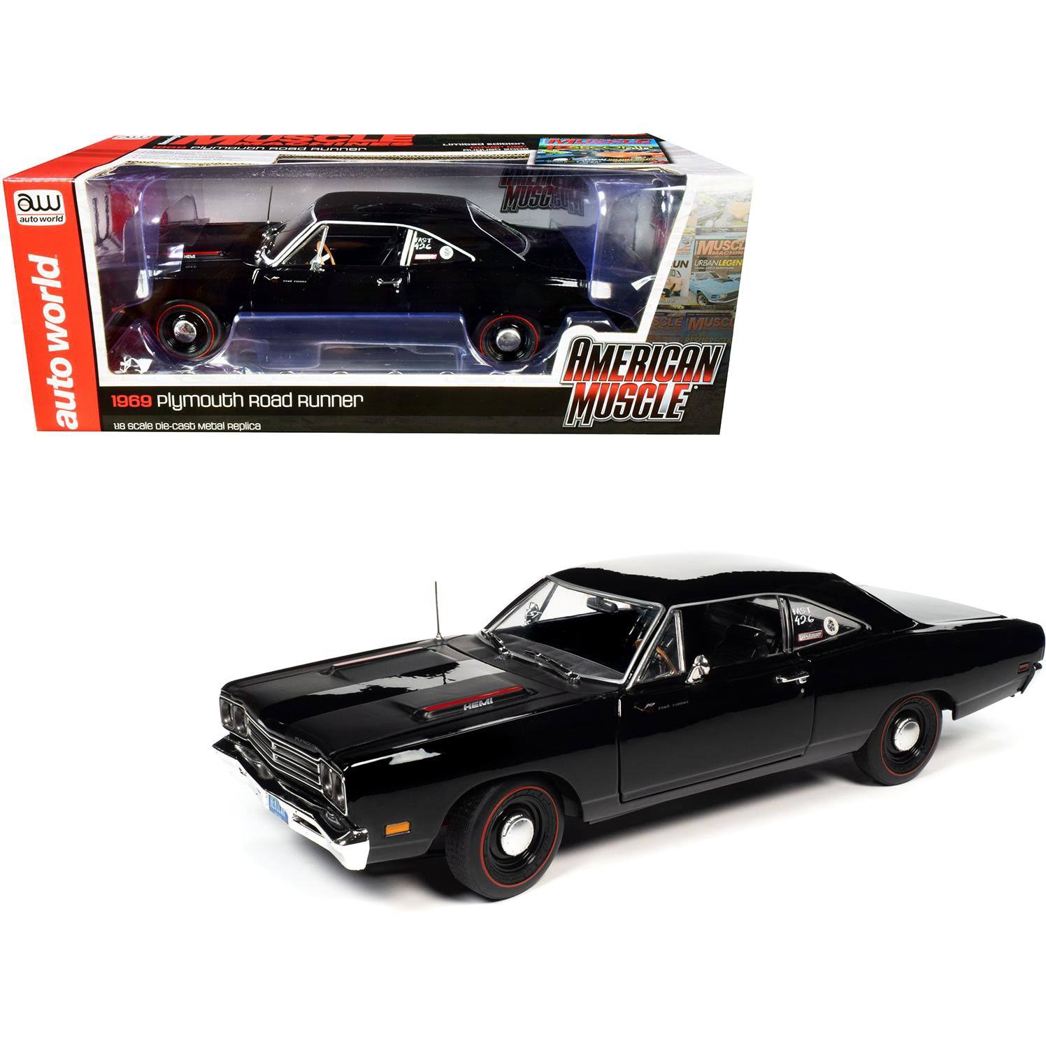 1969 Plymouth Hemi 426 Roadrunner Hardtop Tuxedo Black Hemmings Muscle Machines - Megean