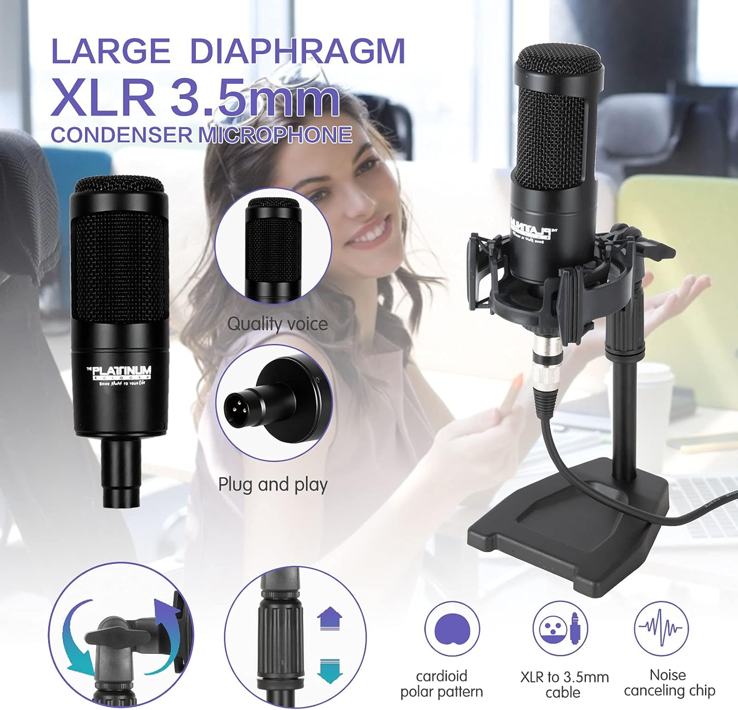 Podcast Equipment Bundle, Sound Card ,Sound Board,Professional DJ Audio Interface Mixer, Portable ALL-IN-ONE Podcast Production Studio with XLR Microphone for Live Streaming, Recording and Gaming