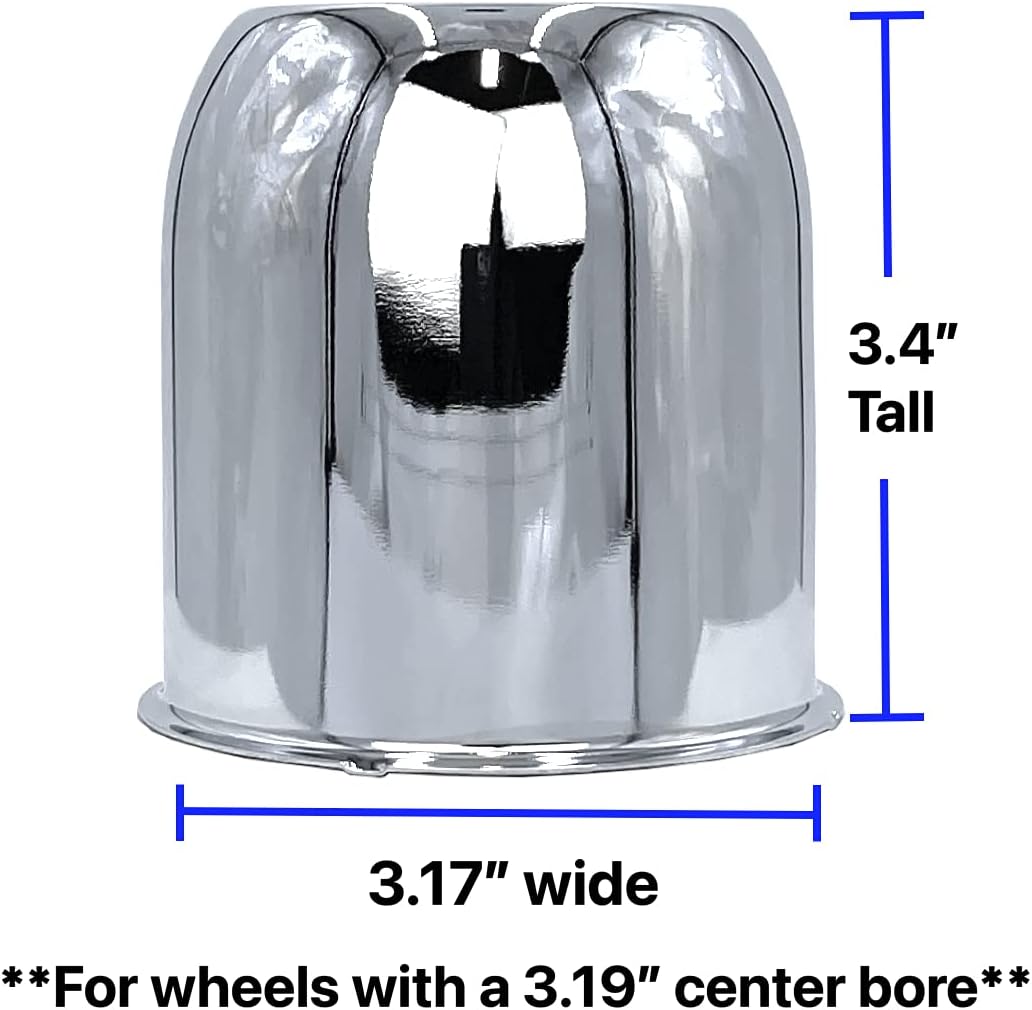 4 Chrome 5.15 Push Through Center Caps for Auto, Truck, Trailer Wheels and Rims