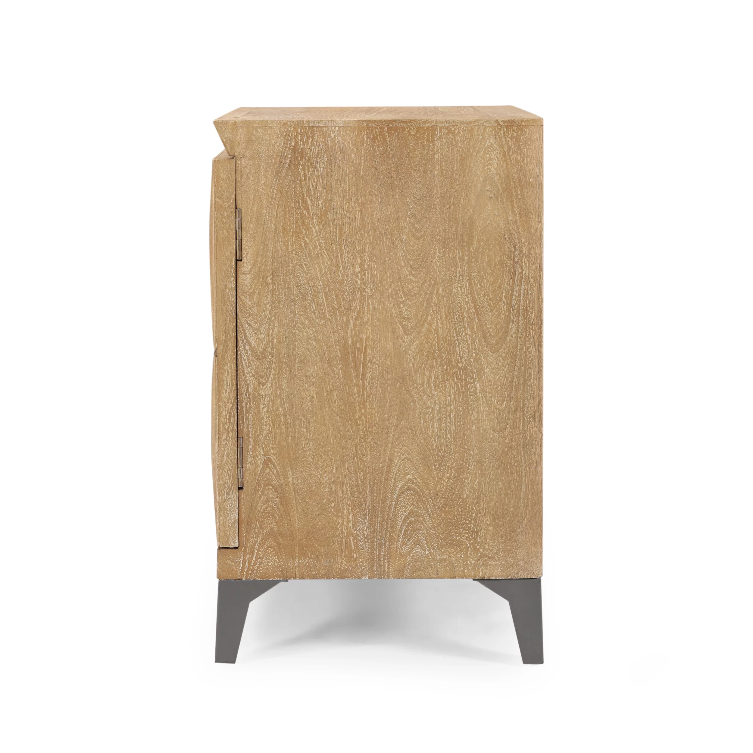 Daksh Handcrafted Boho Mango Wood Cabinet, Sandblasted Oak and Gray Antique