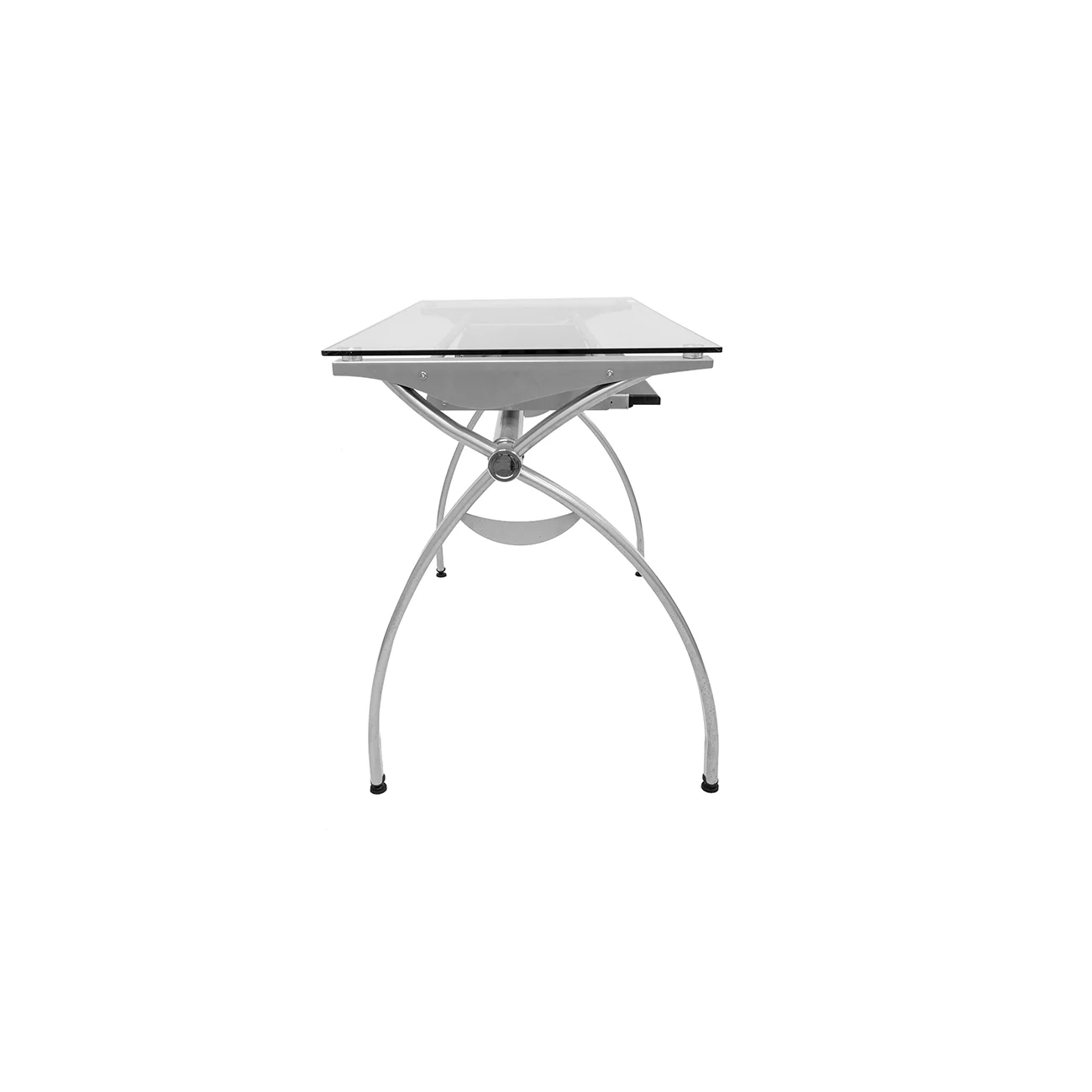Techni Mobili Glass Top Computer Desk with Keyboard Tray & Silver Legs for Home Office or Study