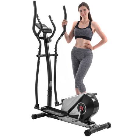 Euroco Health Fitness Magnetic Elliptical Trainer w/Heart Rate Monitoring, Silver