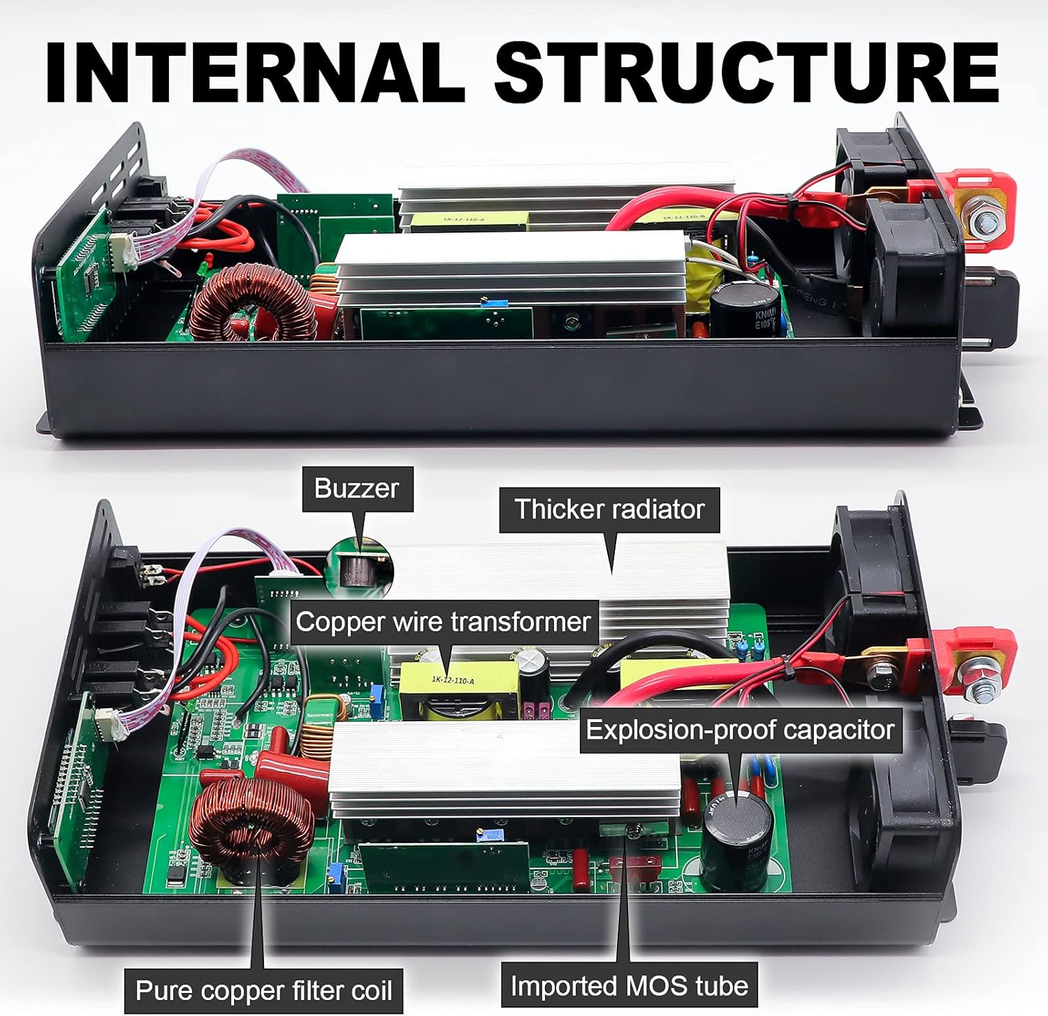 Pure Sine Wave Inverter 2000W Peak 4000W Power Inverter DC 12V to AC 110V 120V with 2 AC Outlets LCD Display for Home Solar System Car Truck RV Professional-Grade Voltage Converter Sine Wave Inverter