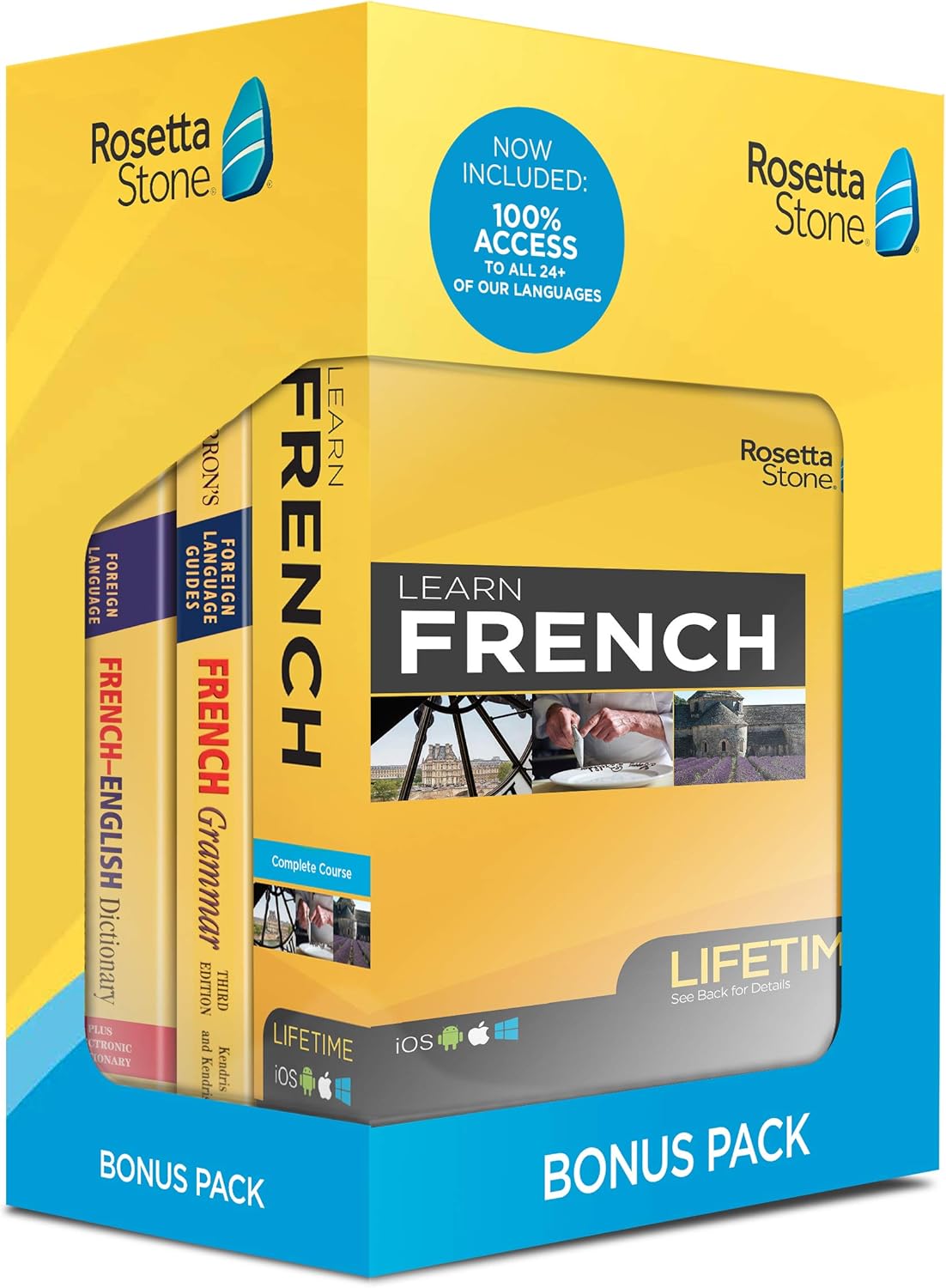 Rosetta Stone Learn Spanish Bonus Pack Bundle| Lifetime Online Access + Grammar Guide + Dictionary Book Set| PC/Mac Keycard