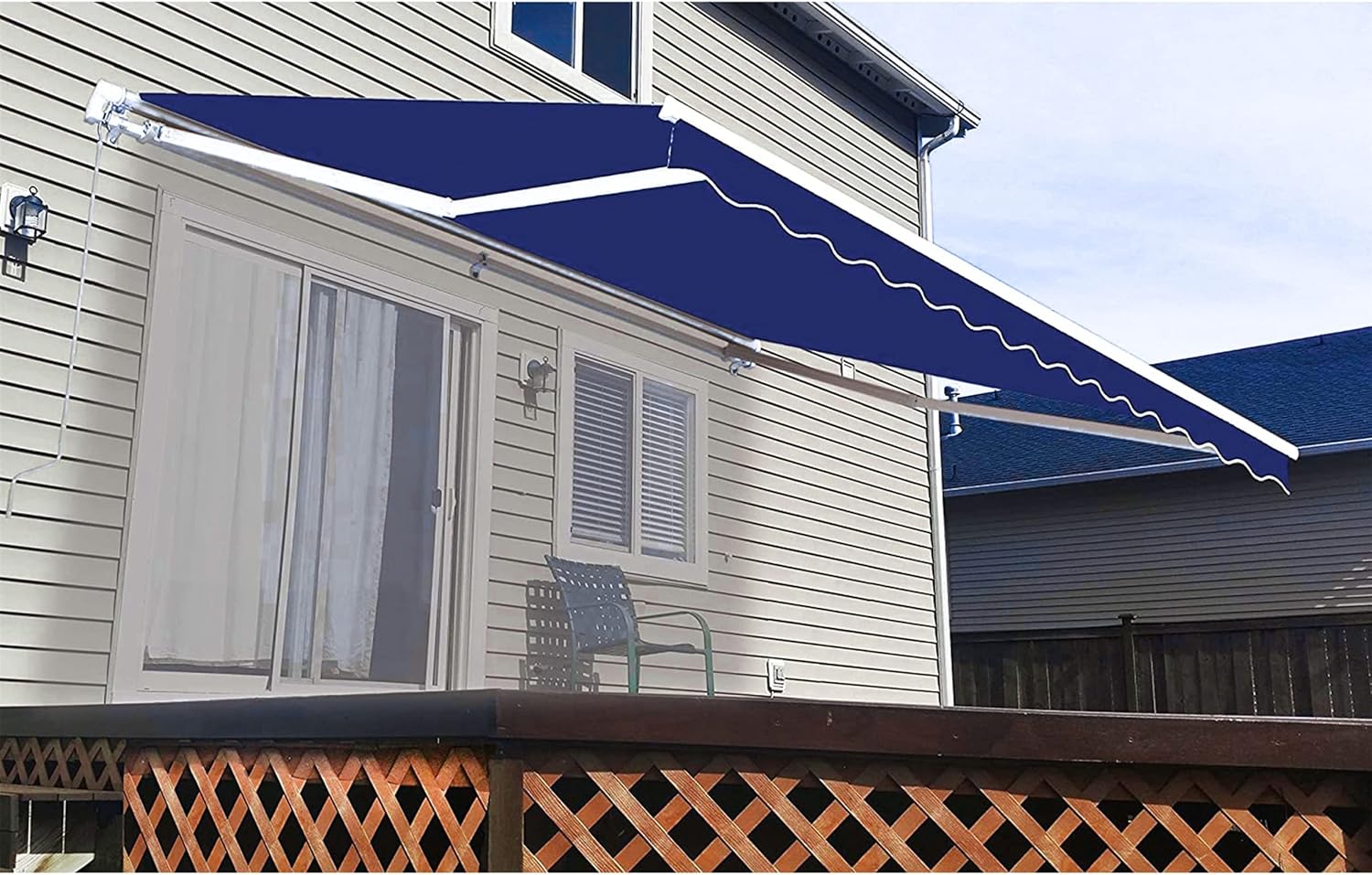 ALEKO AW12X10BLUE30 Retractable Patio Awning 12 x 10 Feet Blue