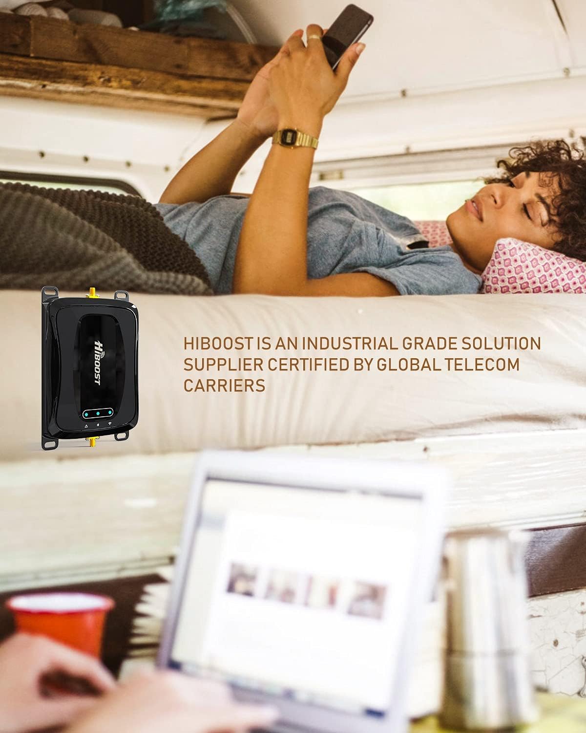 HiBoost Vehicle Cell Phone Signal Booster for Car, SUV, Van. APP fine Tune MAX gain. Car Cell Phone Booster for All U.S. Carriers-Verizon AT&T T-Mobile Sprint & More, FCC Approved
