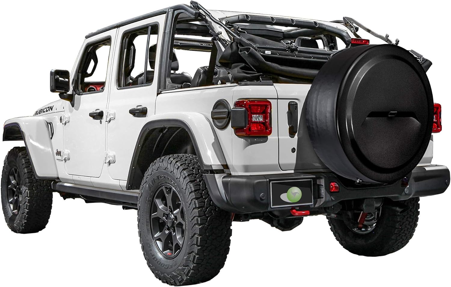 Boomerang - 32" Black-Textured Rigid JL Tire Cover (Plastic Face & Vinyl Band) for Jeep Wrangler JL (with Back-up Camera) - (2018-2021)