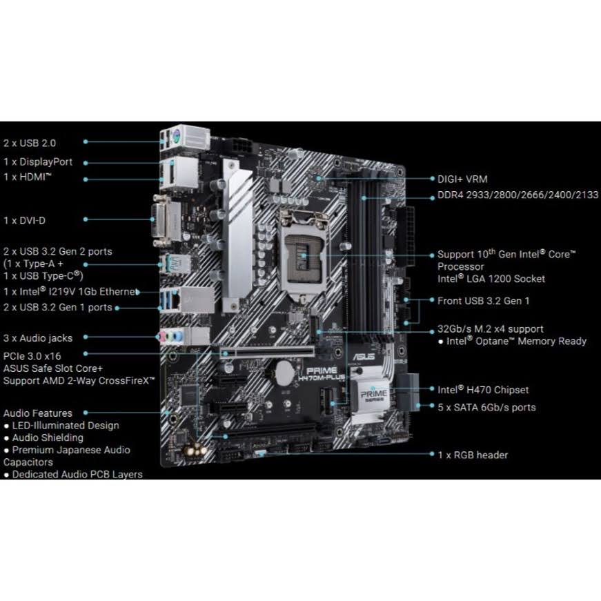 Asus Prime H470M-PLUS/CSM Motherboard