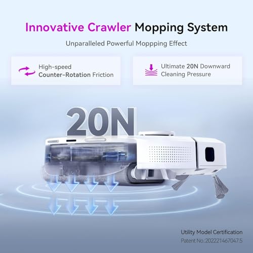 XWOW R2 Robot Vacuum and Mop Combo with Real-Time Cleaning Crawler Mop, Robot Vacuum Cleaner with Laser Obstacle Avoidance LDS Lidar Navigation, Self Cleaning Dock Self Filling Washing and Drying