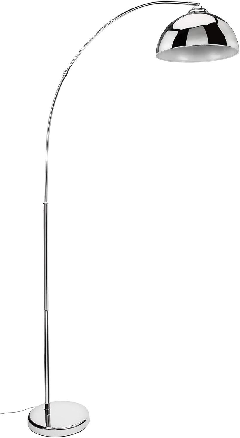 Catalina 21413-000 Mid-Century Modern Over The Sofa Curved Metal Arc Floor Lamp with Heavy Base for Living, Dorm Room, Office, 76, Classic Chrome