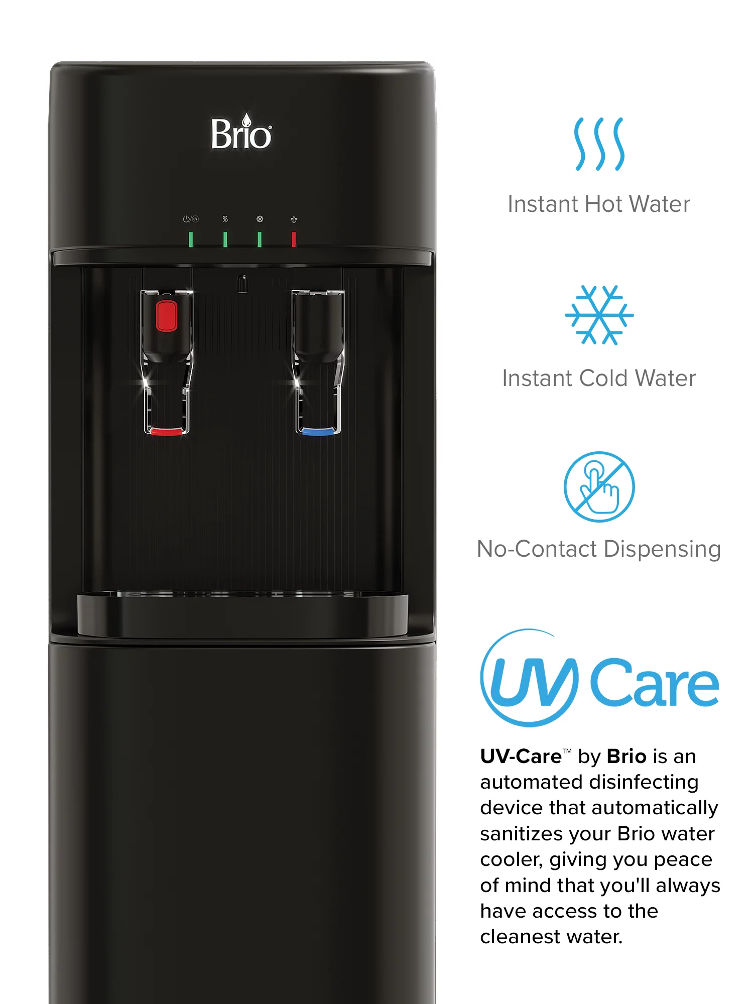 Brio Bottleless Water Dispenser 4-Stage Filtration, Self-Cleaning, Hot & Cold,  Height 41"