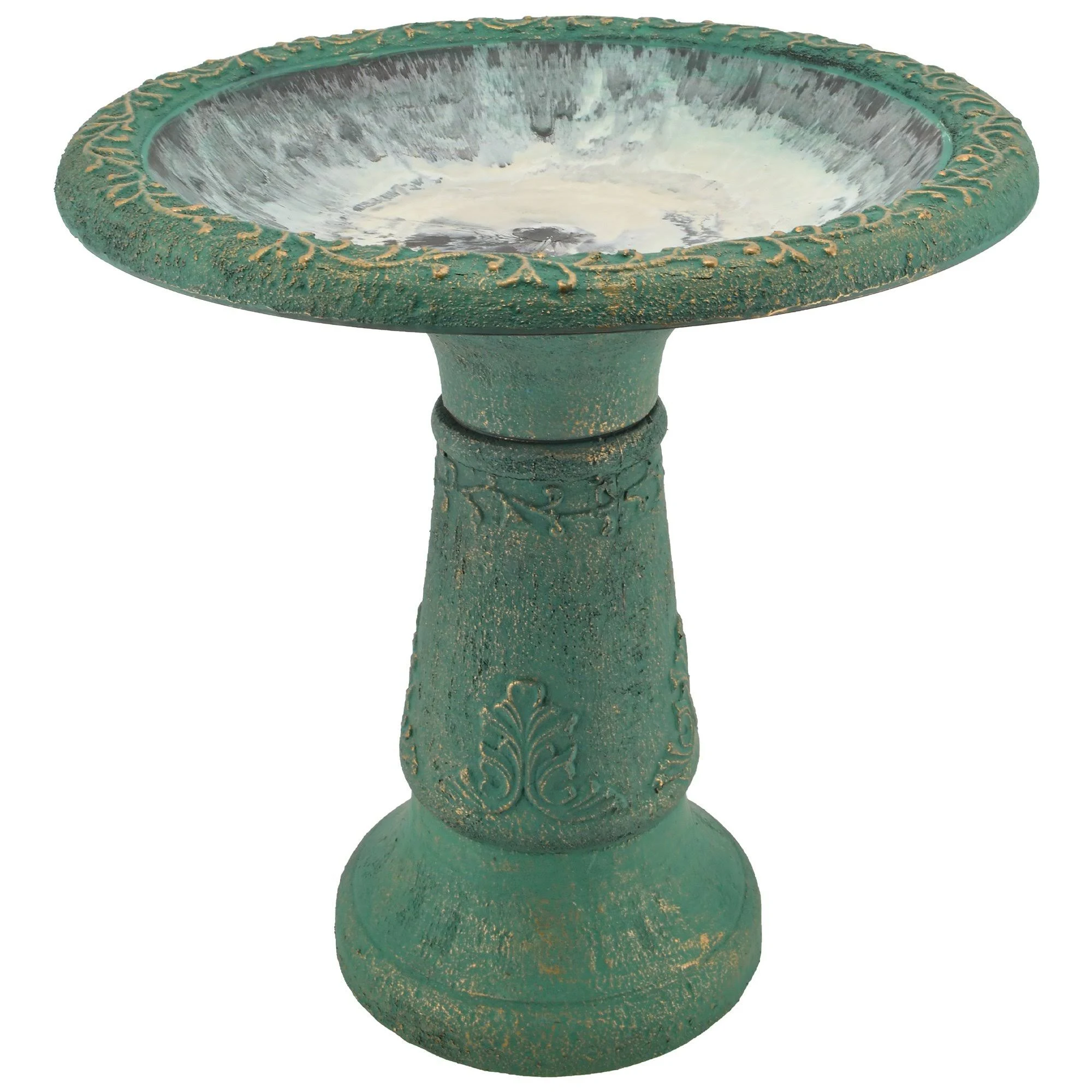 Arcadia Garden Products Bird Baths Fiberclay Birdbath, Green