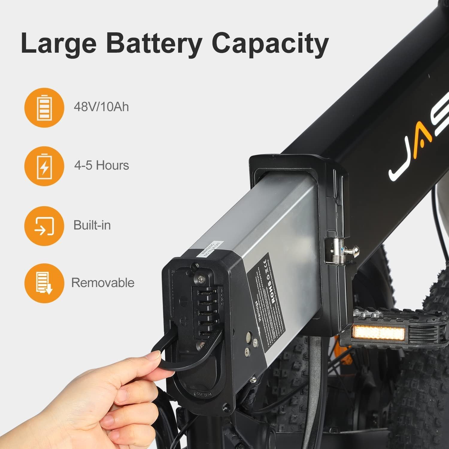 Jasion EB7 Electric Bike for Adults, 500W Motor 26MPH Max Speed, 48V 10AH Removable Battery, 20" Fat Tire Foldable Electric Bike with Dual Shock Absorber, and Shimano 7-Speed Electric Bicycles