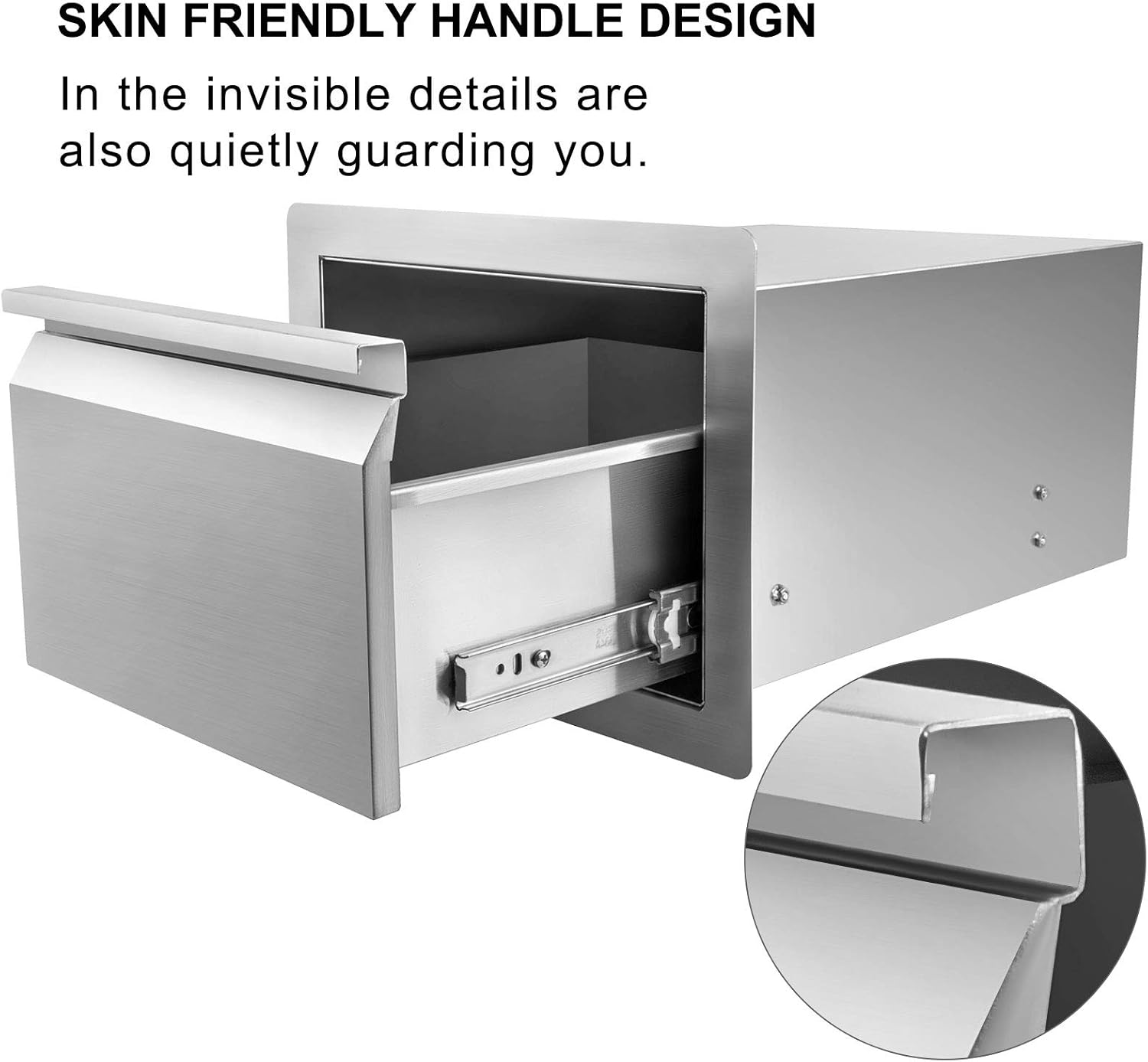 Hottoby Outdoor Kitchen Drawers Stainless Steel Double Access BBQ Drawers Box Frame Style Flush Mount for Outdoor Kitchen Cabinets& BBQ Island/Grill(18''x20''x15'' 304BBQ Storage Double Drawers)