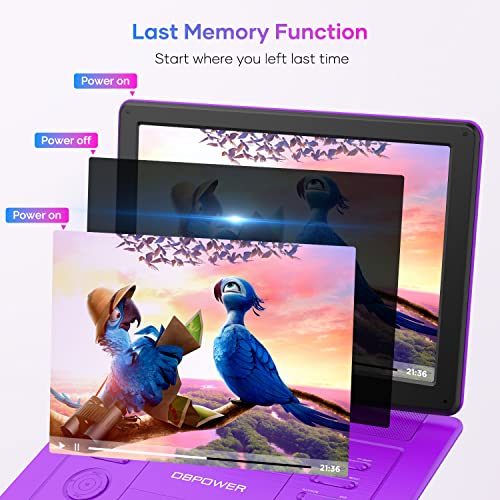 DBPOWER 17.9" Portable DVD Player with 15.6" Large HD Swivel Screen, Support DVD/CD/USB/SD Card and Others Multiple Disc Formats, with 6-Hour Built-in Rechargeable Battery, High Volume Speaker, Blue