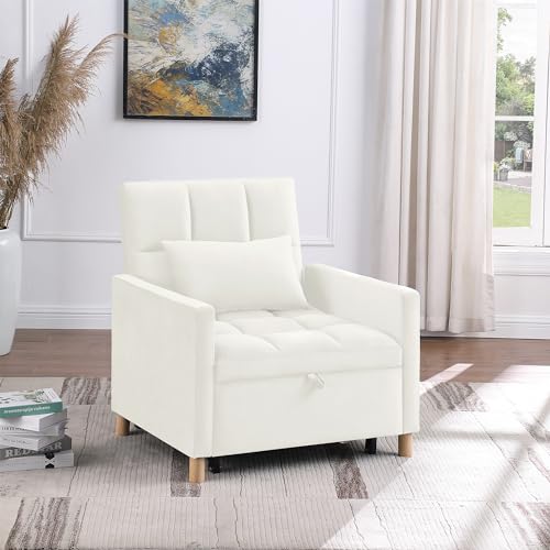 Sofa Bed,3-in-1 Sleeper Sofa Couch with Pull Out Bed, Adjustable Lounge Sofa Sleeper Chair, Sofa Bed Couch with Pillow, Convertible Recliner Sofa Home Sofa Living Room, Gray