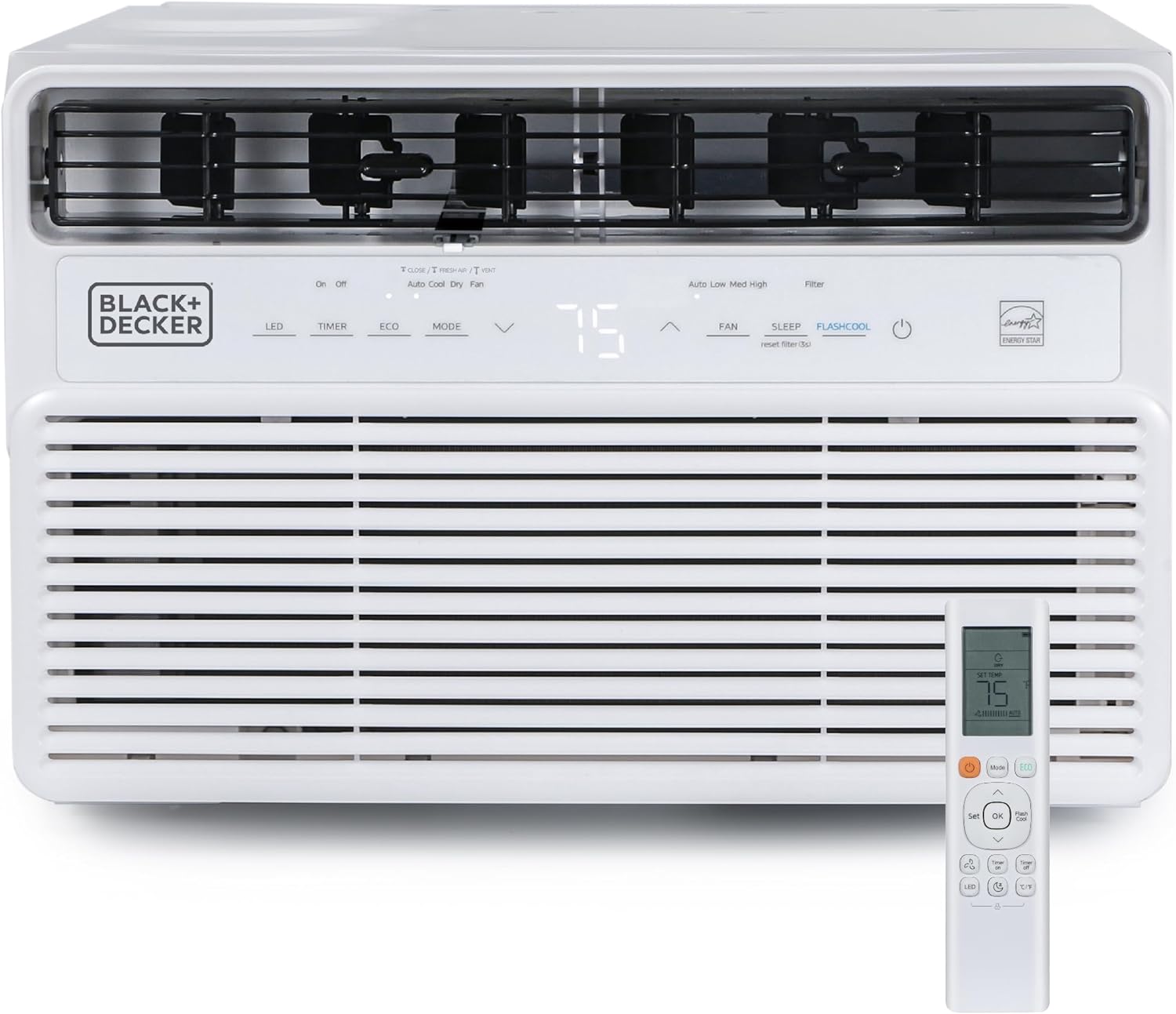 BLACK+DECKER 12,000 BTU Inverter Window Air Conditioner, Window AC Units for Up To 550 Sq. Ft., ENERGY STAR Rated AC Unit, Full Function Remote Control, White
